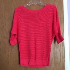 NWOT Express Bright Pink Batwing Banded Waist Top